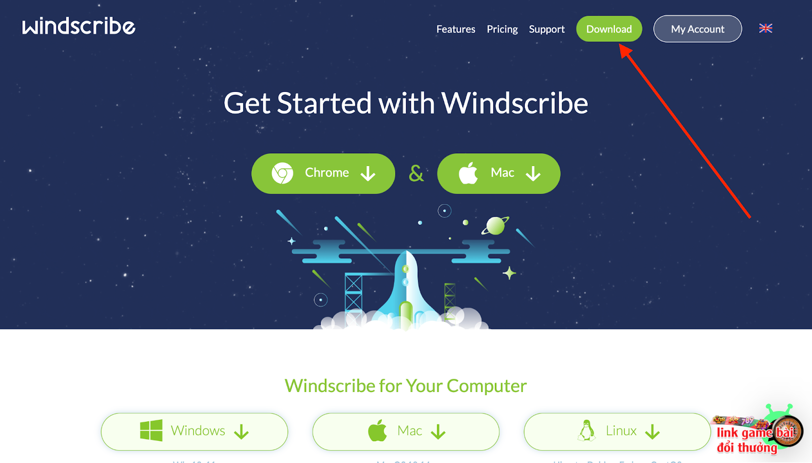 Bấm chọn Download để tải phần mềm Windscribe về máy 