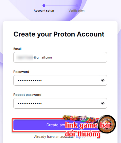 Người dùng nhập thông tin để tạo tài khoản tại phần mềm Proton